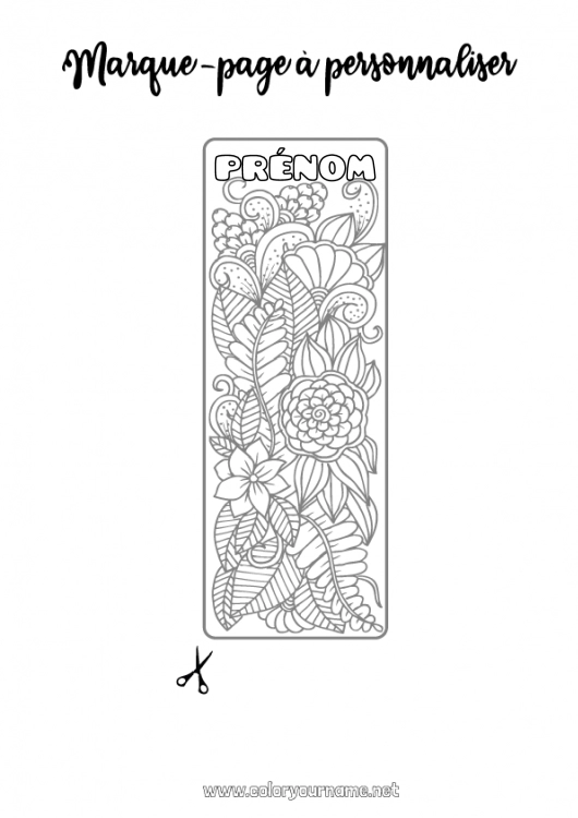 Coloriage à imprimer Fleurs Marque page Coloriages intermédiaires