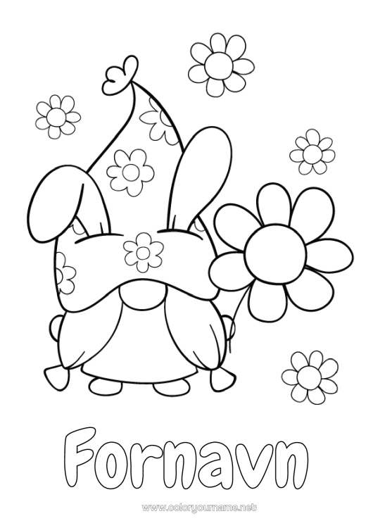 Fargeleggingssiden til utskrift Blomster Gnom Margrethe