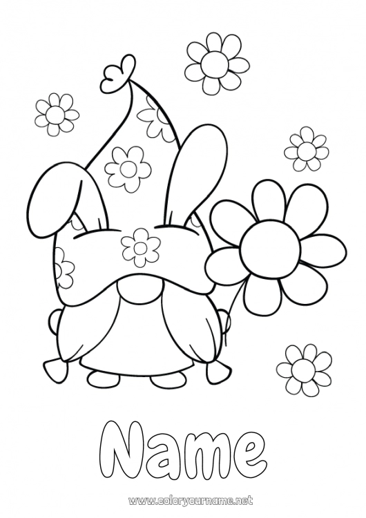 Coloring page to print Flowers Gnome Daisy