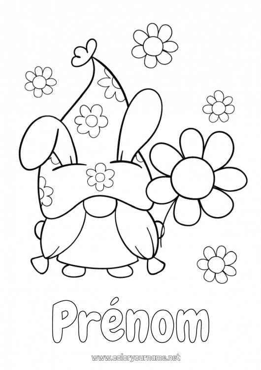 Coloriage à imprimer Fleurs Gnome Marguerite