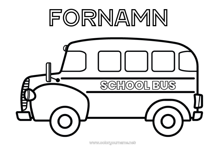 Färgläggningssida att skriva ut Fordon USA Kanada Buss, bil Kollektivtrafik på land