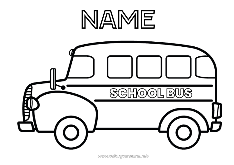 Colouring page to print Vehicles United States Of America Canada Bus, Car Land Public Transport