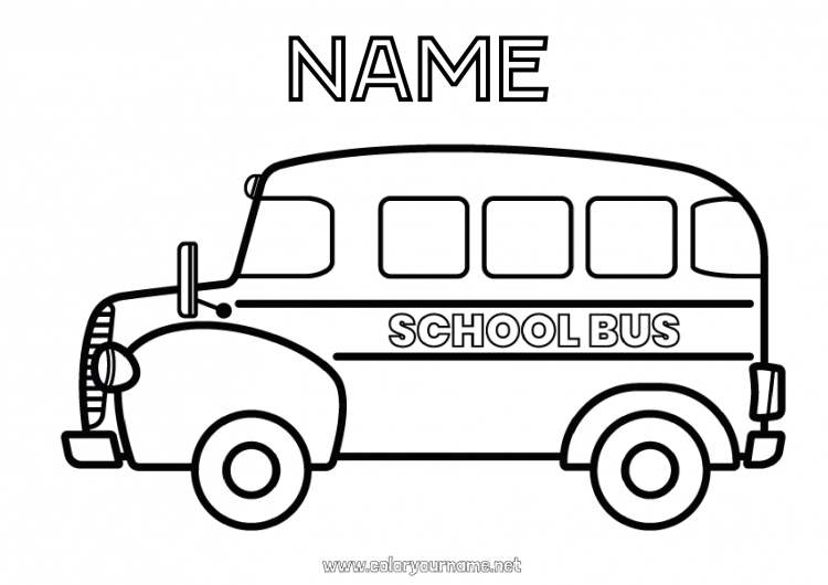 Coloring page to print USA Canada Bus, coach Ground public transport