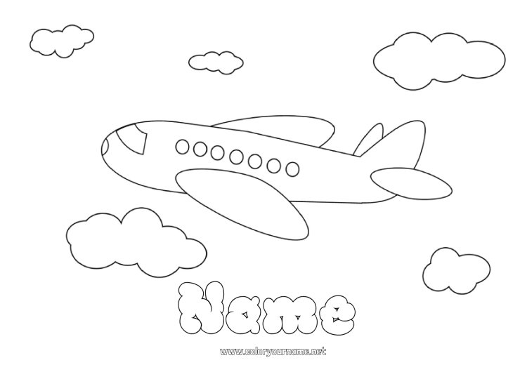 Coloring page to print Plane Vehicles Aerial vehicles