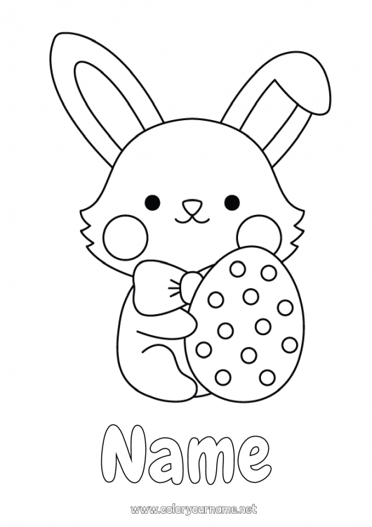 Coloring page to print Bunny Animal Easter eggs Easter Forest animals