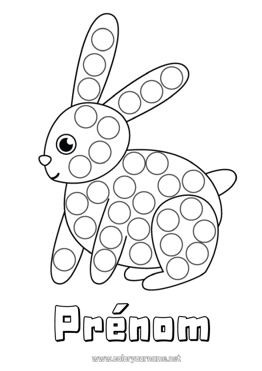 Coloriage à imprimer Lapin Activités enfants Marqueurs à points Animaux de la forêt