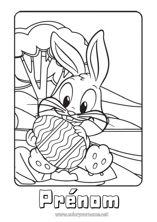 Coloriage à imprimer Lapin Animal Oeufs de Pâques Animaux de la forêt