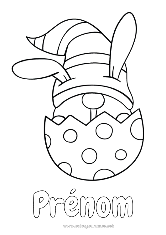 Coloriage à imprimer Gnome Oeufs de Pâques Pâques Coloriages faciles