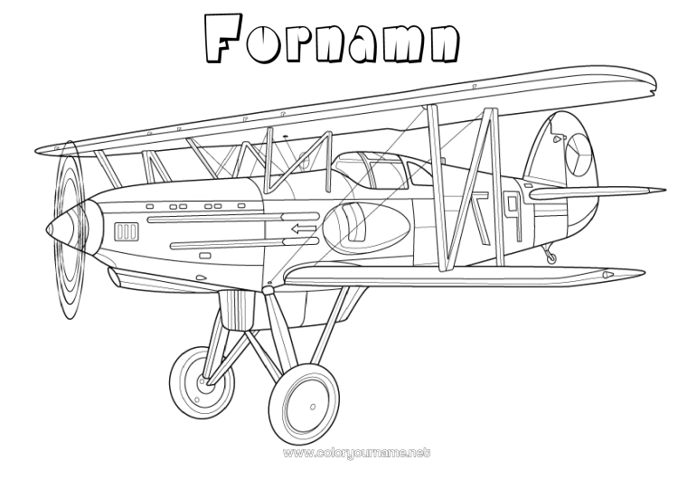 Färgläggningssida att skriva ut Flygplan Fordon Luftfartyg