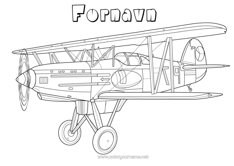 Fargeleggingssiden til utskrift Fly Kjøretøy Luftfartøy