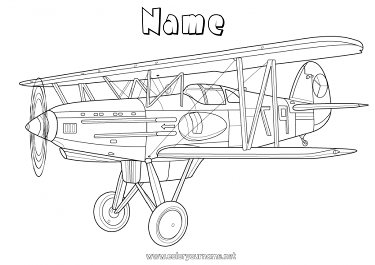 Coloring page to print Plane Vehicles Aerial vehicles