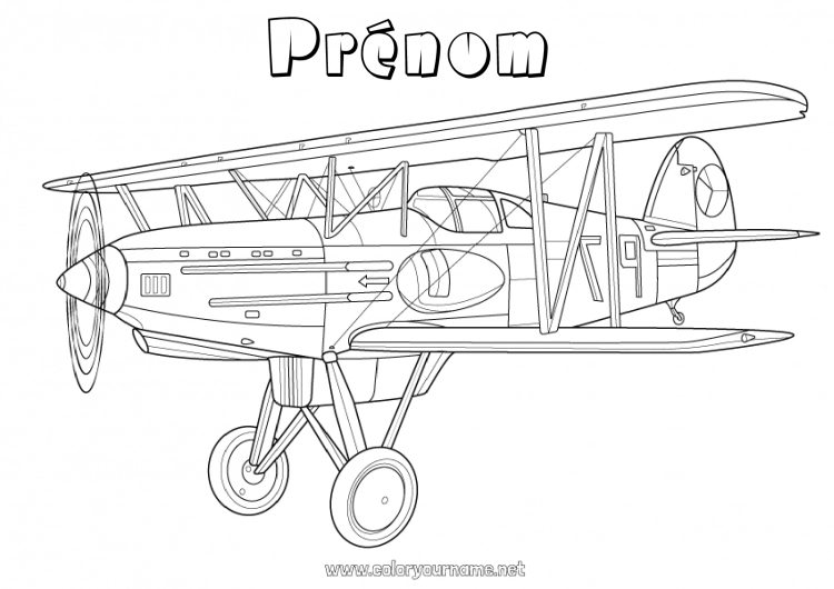 Coloriage à imprimer Avion Véhicules Véhicules aériens