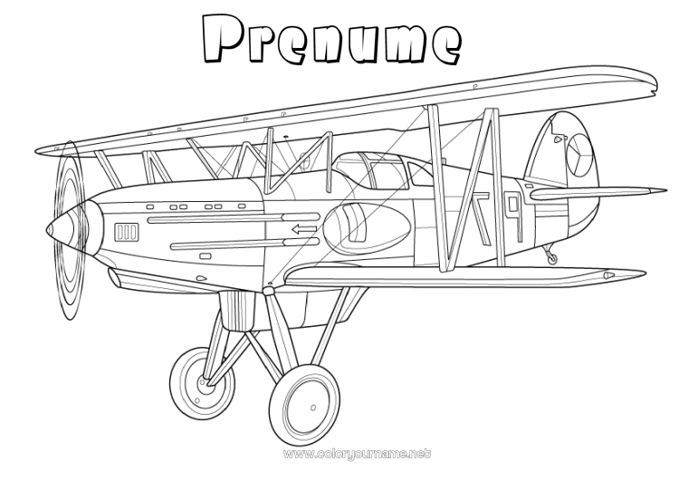 Pagină de colorat de imprimat Avion Vehicule Vehicule aeriene