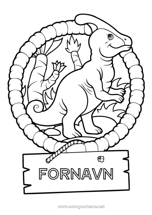 Farvelægningssiden til udskrivning Dinosaurer Dyr