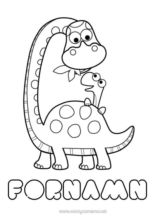 Färgläggningssida att skriva ut Dinosaurier Jag älskar dig. Djur