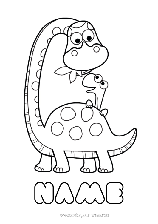 Colouring page to print Dinosaurs I Love You. Animal
