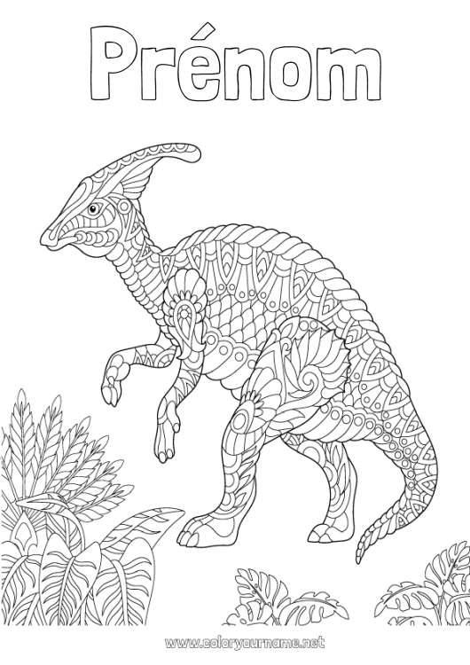 Coloriage à imprimer Calme et zen Mandala Dinosaures