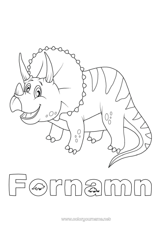 Färgläggningssida att skriva ut Dinosaurier Djur Triceratops