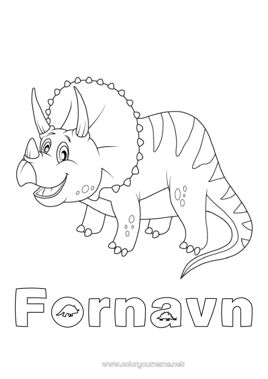 Farvelægningssiden til udskrivning Dinosaurer Dyr Triceratops