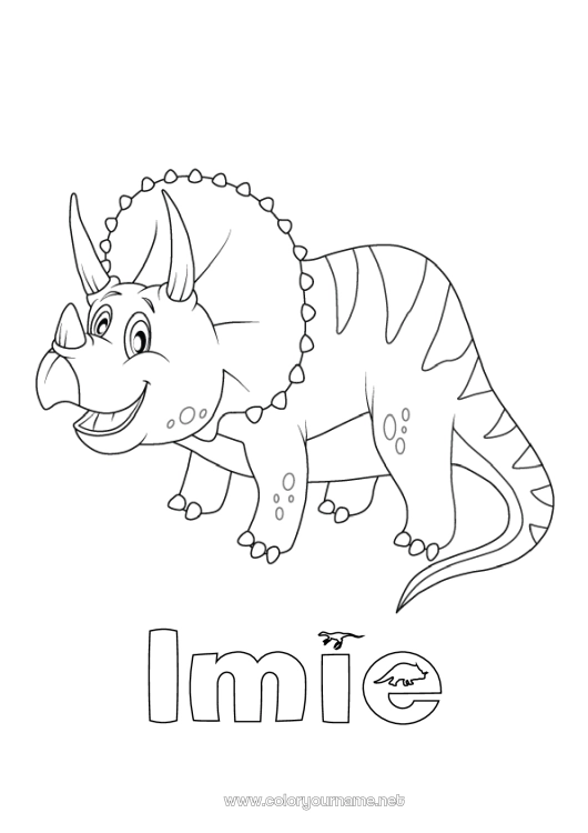 Kolorowanka do wydruku Dinozaury Zwierzę Triceratops
