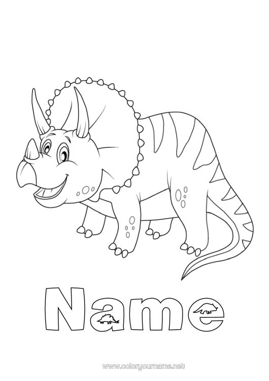 Colouring page to print Dinosaurs Animal Triceratops