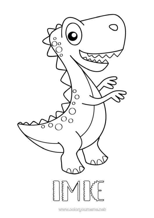 Kolorowanka do wydruku Słodki Dinozaury Zwierzę Tyranozaur