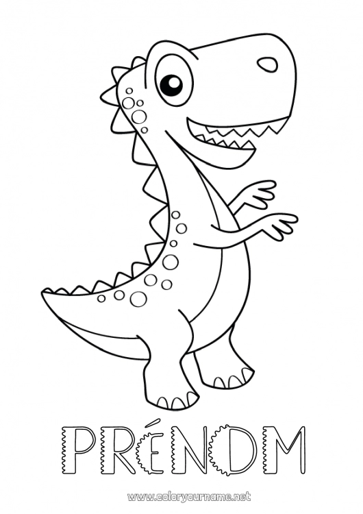 Coloriage à imprimer Mignon Dinosaures Animal Tyrannosaure