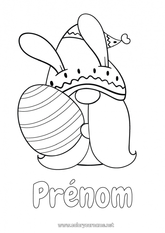 Coloriage à imprimer Gnome Oeufs de Pâques Pâques