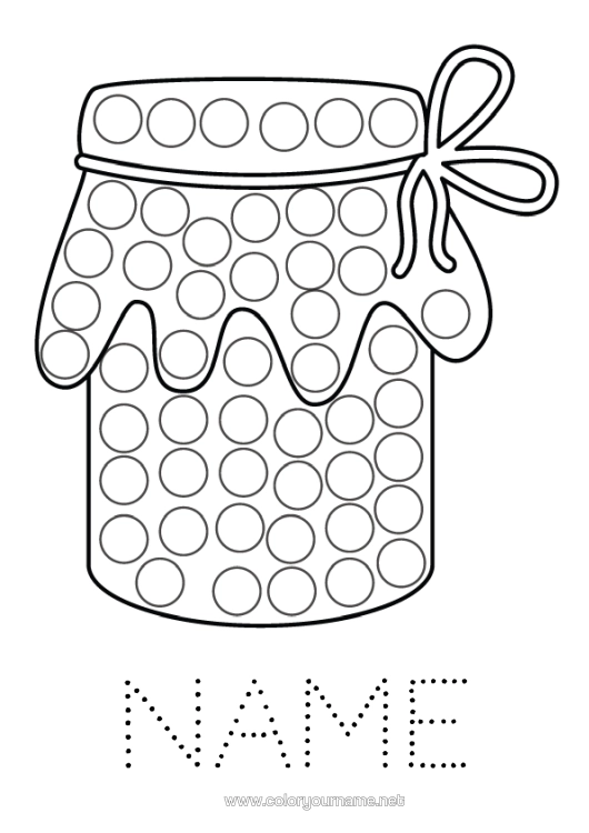 Colouring page to print Food Children's Activities Spot Markers Jam