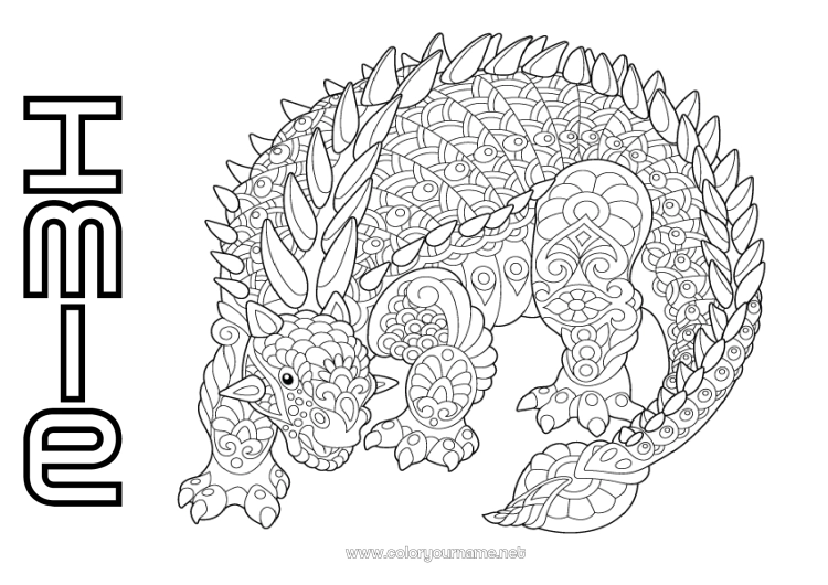 Kolorowanka do wydruku Spokojny i zen Mandala Dinozaury Zwierzę
