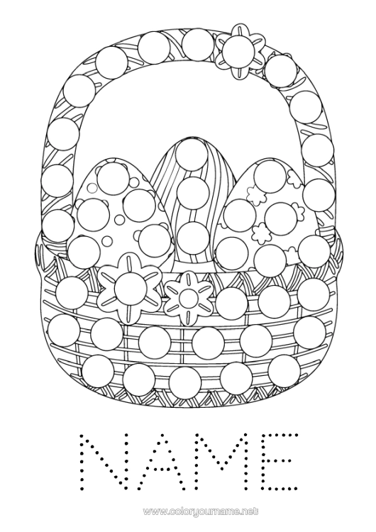 Colouring page to print Children's Activities Easter Eggs Easter Basket Spot Markers