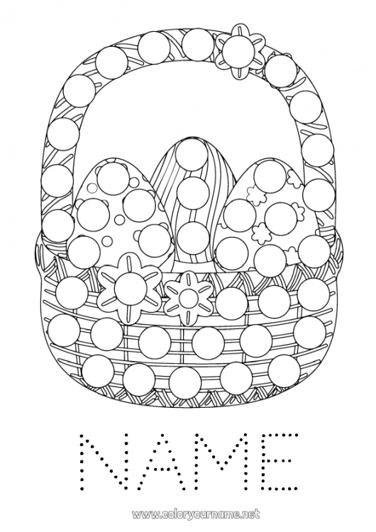 Coloring page to print Children's activities Easter eggs Easter Basket Dot markers