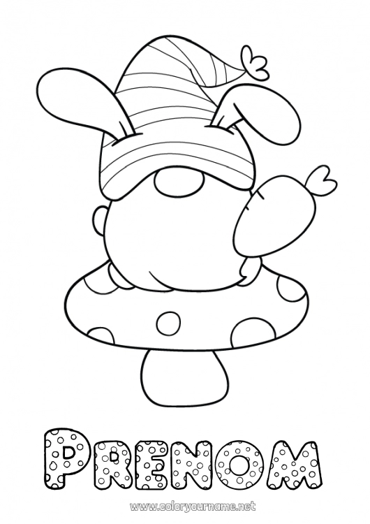 Coloriage à imprimer Printemps Champignon Gnome