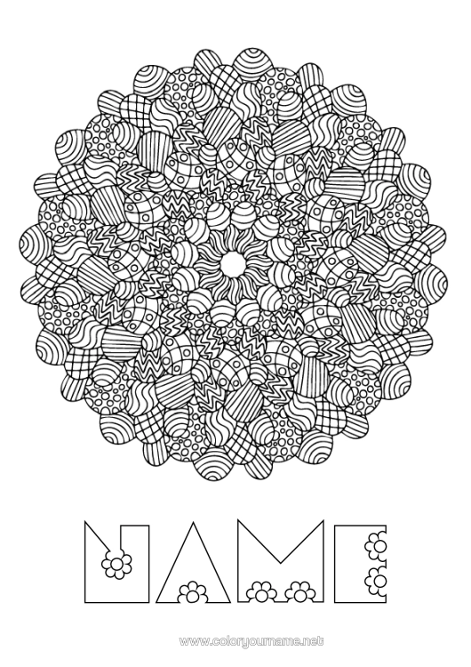 Colouring page to print Mandala Easter Eggs Easter Complex Colouring Pages
