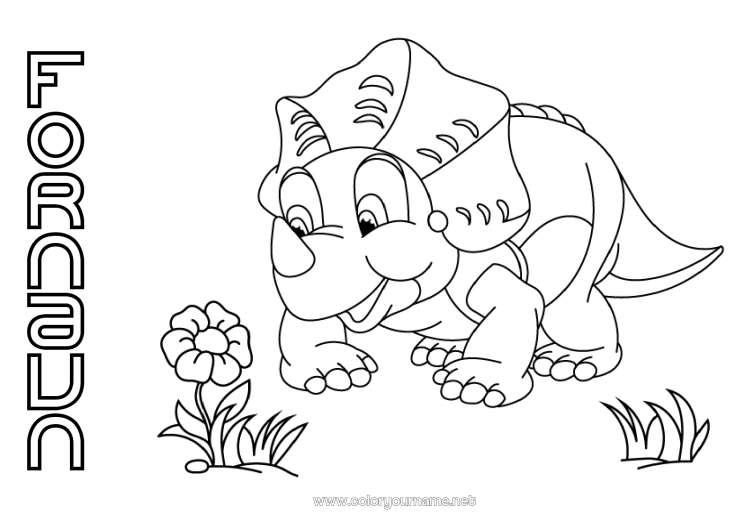 Fargeleggingssiden til utskrift Dinosaurer Dyr Triceratops