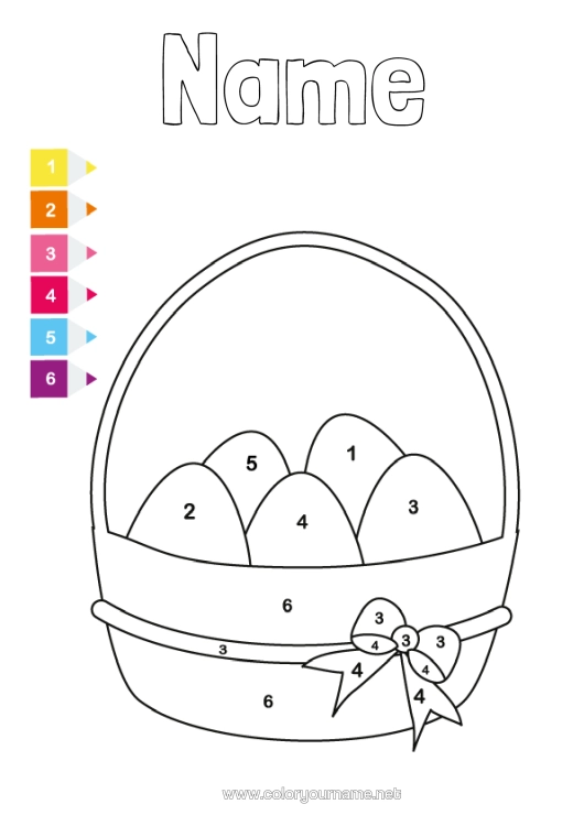 Colouring page to print Figure Magic Colouring Books Children's Activities Easter Eggs Easter Basket Easy Colouring Pages