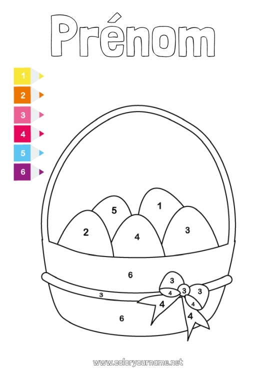 Coloriage à imprimer Chiffre Coloriages magiques Activités enfants Oeufs de Pâques Pâques Panier Coloriages faciles