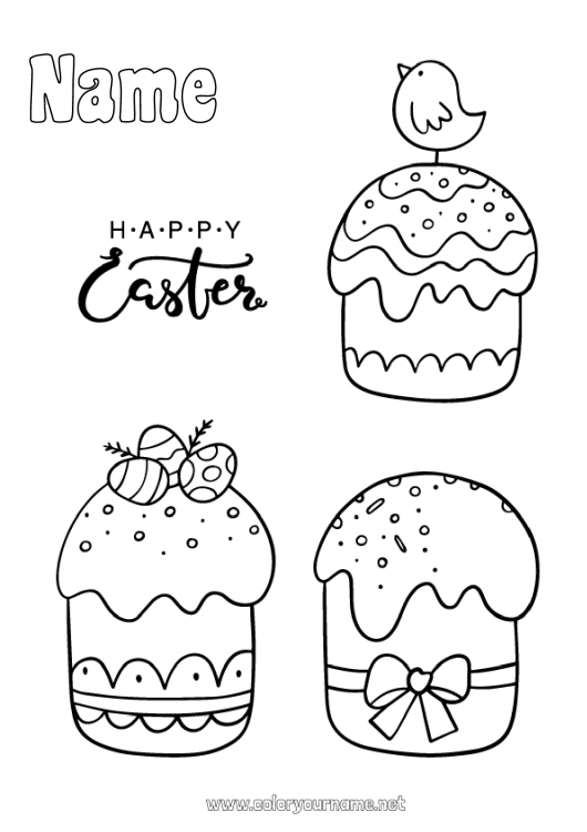 Coloring page to print Cake Food Easter Treats 