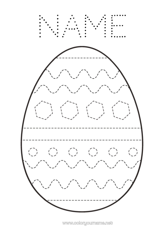 Colouring page to print Spring Children's Activities Easter Eggs Easter Large Easter Egg Easy Colouring Pages Trace And Colour.