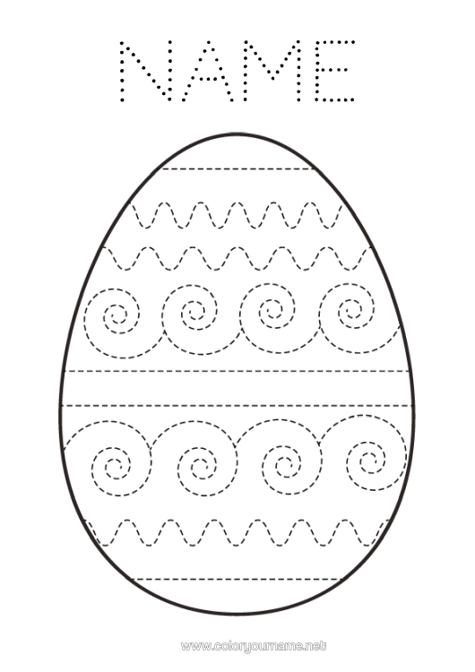Colouring page to print Spring Children's Activities Easter Eggs Easter Large Easter Egg Easy Colouring Pages Trace And Colour.