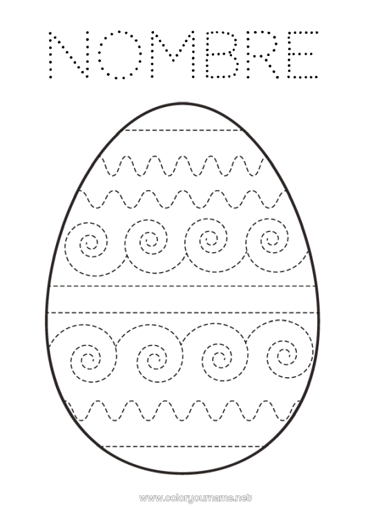 Dibujo para colorear para imprimir Primavera Actividades para niños Huevos de Pascua Pascua de Resurrección Gran huevo de pascua Dibujos fáciles para colorear