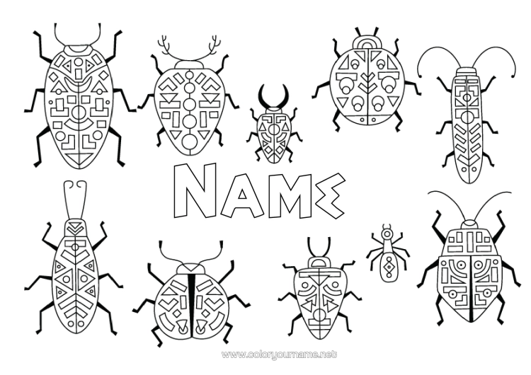 Colouring page to print Animal Egypt Complex Colouring Pages Insects