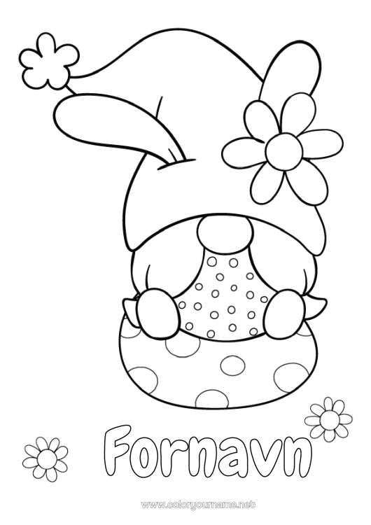 Fargeleggingssiden til utskrift Blomster Gnom Margrethe