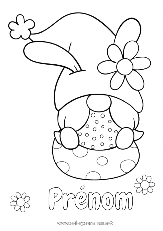 Coloriage à imprimer Fleurs Gnome Marguerite