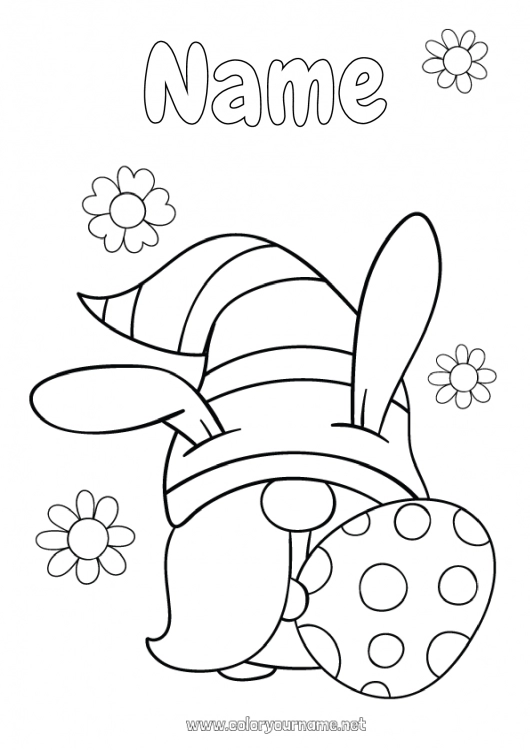 Coloring page to print Gnome Easter eggs Easter