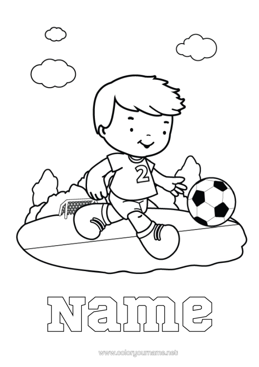 Colouring page to print Football Football Sport Boy Intermediate Colouring Sheets Team Sports Footballer
