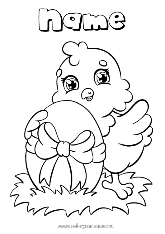 Coloring page to print Hen Spring Animal Easter eggs Easter Farm animals