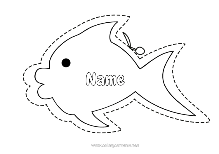 Colouring page to print Children's Activities Fish April Fool's Day Easy Colouring Pages Marine Or Aquatic Animals Cutting Out For Children
