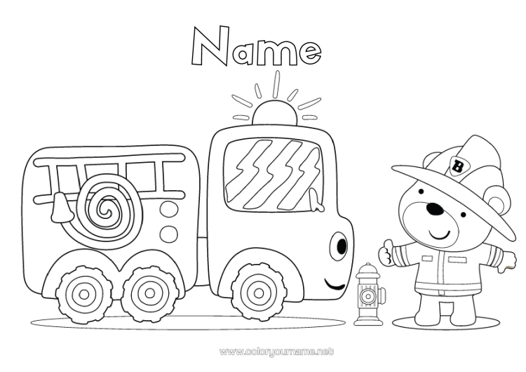 Colouring page to print Lorry Vehicles Firefighter Easy Colouring Pages Fire Engine Profession Emergency And Rescue Vehicles Trucks And Commercial Vehicles Security Occupations Character Vehicles