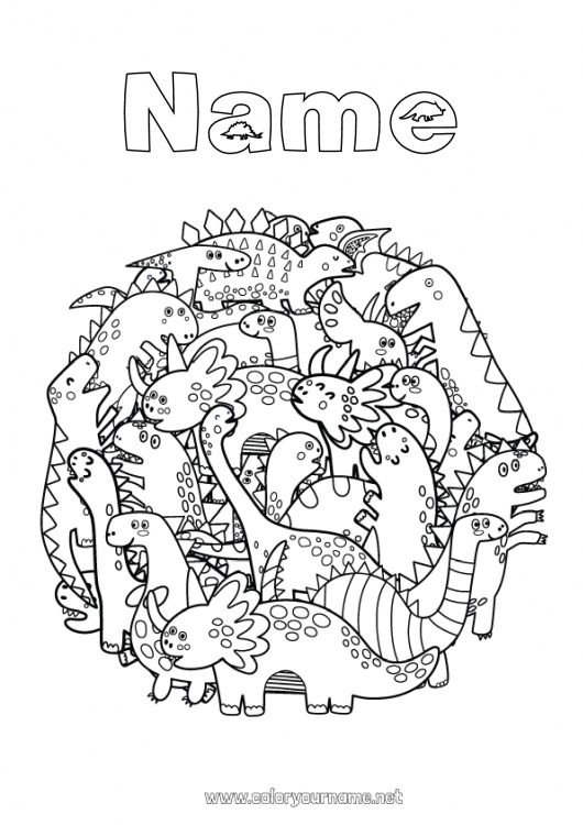 Coloring page to print Mandala Dinosaurs Animal